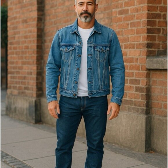 *Vintage Levi Strauss Denim Jean Jacket Mens 40R Blue Classic Button Trucker USA